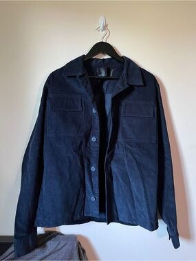OAK + FORT Navy Corduroy Lightweight Shirt Jacket